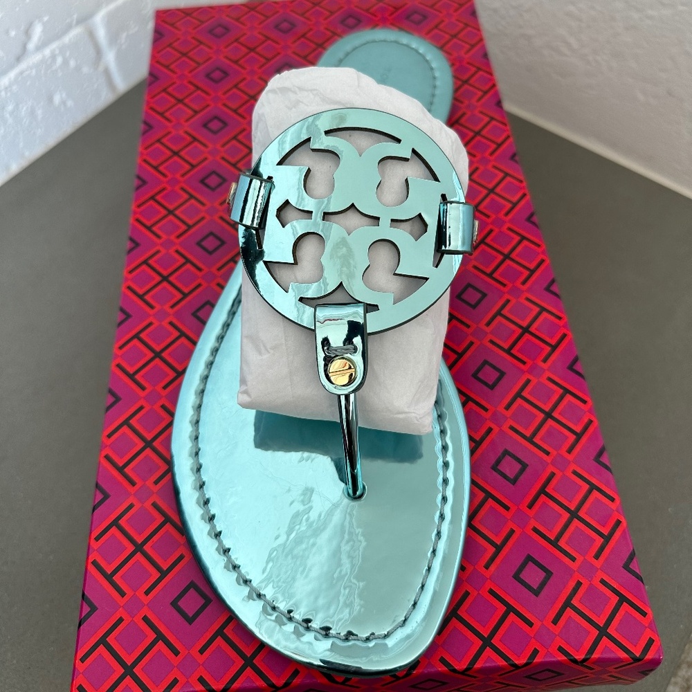 Tory Burch Miller Metallic Slides NIB Size 9